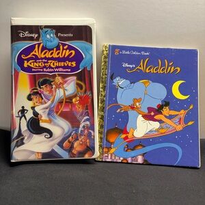 Disney Aladdin VHS with Blue and Orange Inserts